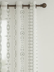 Set of 3 Door Curtains | 2 Geometric Printed + 1 Solid Sheer for Bedroom Living room | Yellow